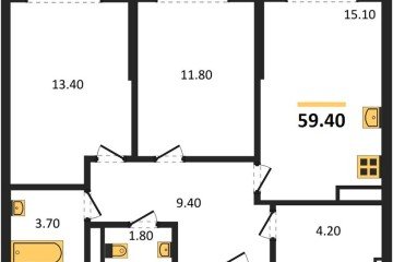 Фото №1: 2-комнатная квартира 59 м² - Краснодар, мкр. Догма Парк, 