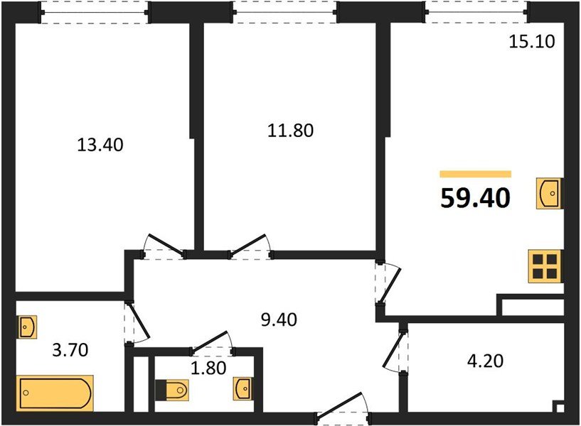 Фото №1: 2-комнатная квартира 59 м² - Краснодар, Прикубанский внутригородской округ, мкр. Догма Парк