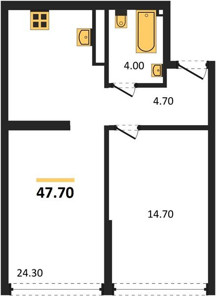 Фото №1: 1-комнатная квартира 47 м² - Краснодар, Прикубанский внутригородской округ, мкр. Догма Парк