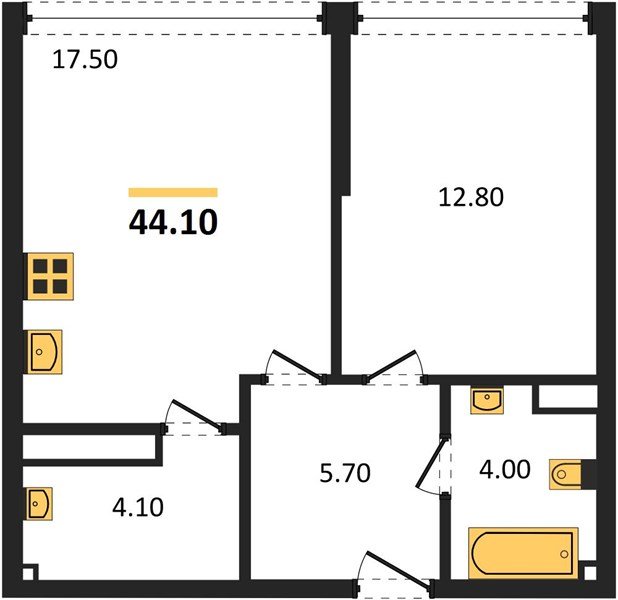 Фото №1: 1-комнатная квартира 44 м² - Краснодар, Прикубанский внутригородской округ, мкр. Догма Парк