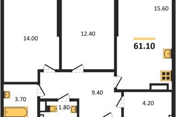 Фото №1: 2-комнатная квартира 61 м² - Краснодар, мкр. Догма Парк, 