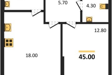 Фото №1: 1-комнатная квартира 45 м² - Краснодар, мкр. Прикубанский внутригородской округ, 
