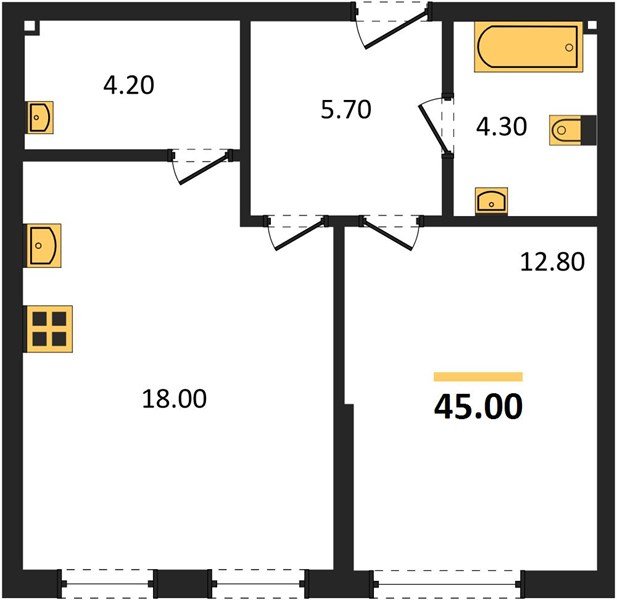 Фото №1: 1-комнатная квартира 45 м² - Краснодар, Догма Парк, мкр. Прикубанский внутригородской округ
