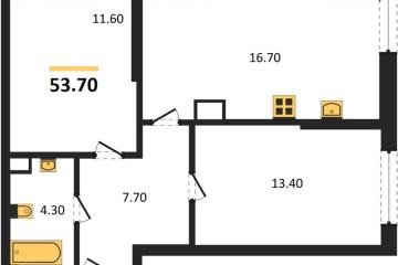 Фото №1: 2-комнатная квартира 53 м² - Краснодар, мкр. Прикубанский внутригородской округ, 