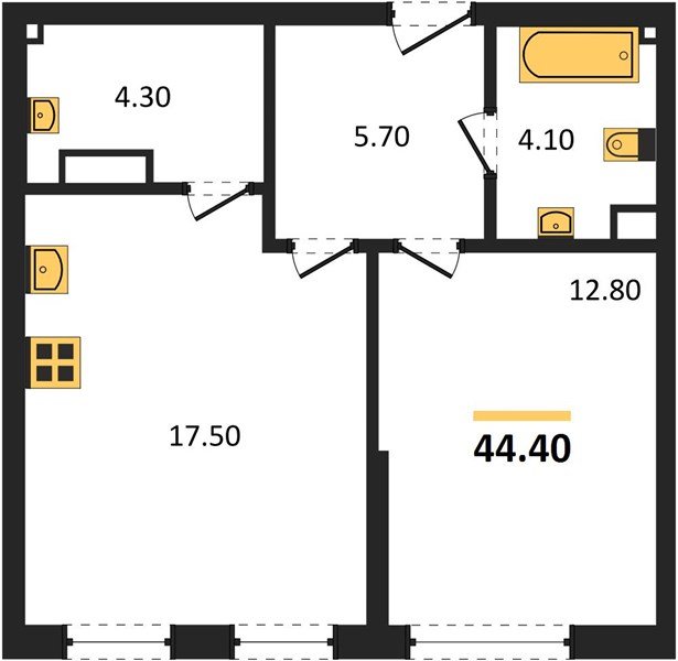 Фото №1: 1-комнатная квартира 44 м² - Краснодар, Догма Парк, мкр. Прикубанский внутригородской округ
