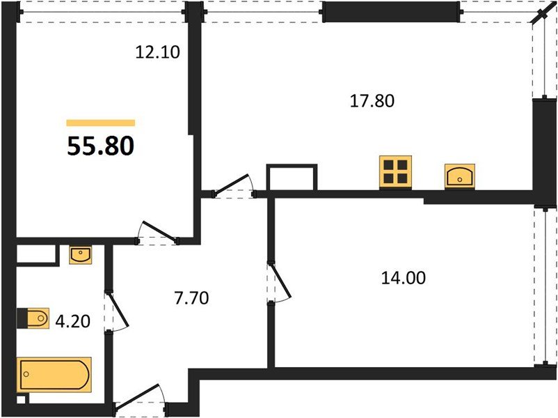 Фото №1: 2-комнатная квартира 55 м² - Краснодар, Догма Парк, мкр. Прикубанский внутригородской округ