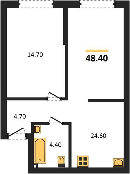 Фото №1: 1-комнатная квартира 48 м² - Краснодар, Догма Парк, мкр. Прикубанский внутригородской округ