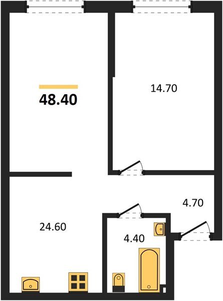 Фото №1: 1-комнатная квартира 48 м² - Краснодар, Догма Парк, мкр. Прикубанский внутригородской округ