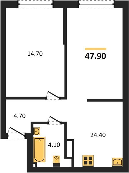 Фото №1: 1-комнатная квартира 47 м² - Краснодар, Догма Парк, мкр. Прикубанский внутригородской округ