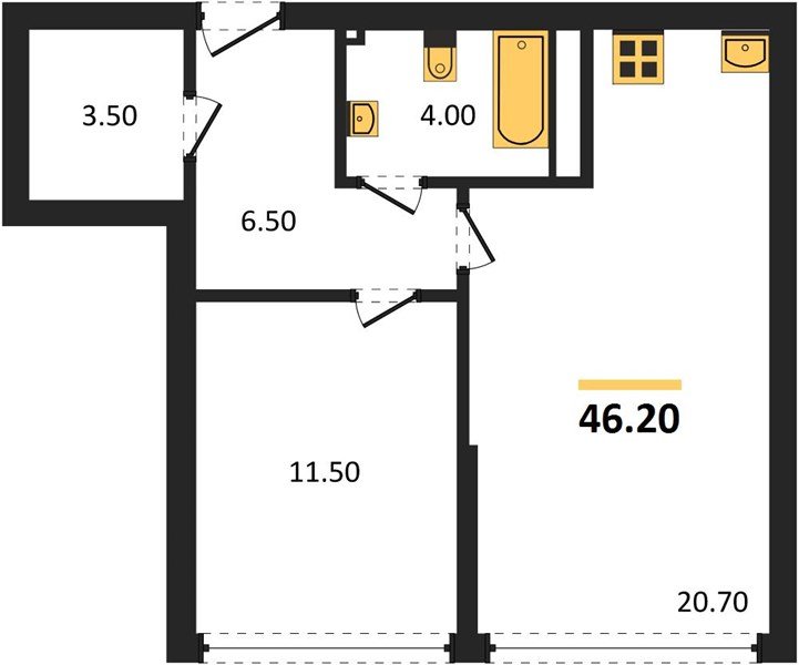 Фото №1: 1-комнатная квартира 46 м² - Краснодар, Догма Парк, мкр. Прикубанский внутригородской округ