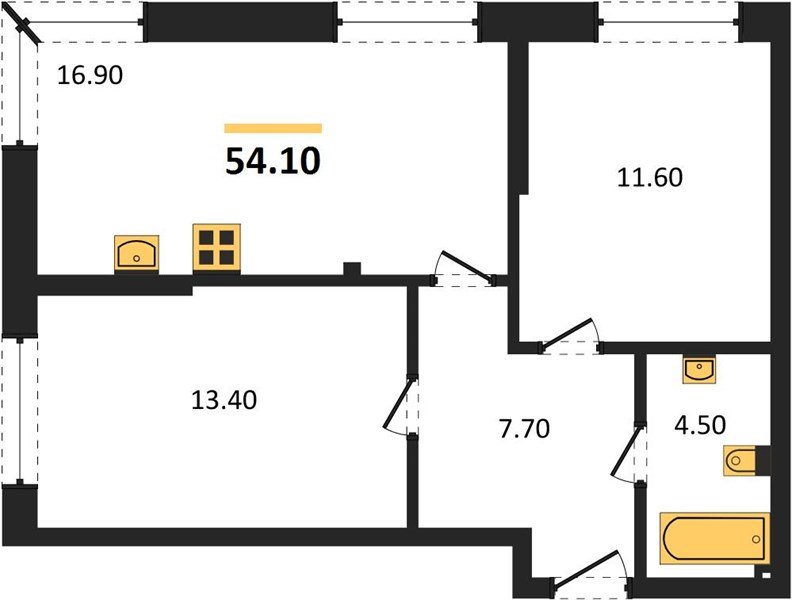 Фото №1: 2-комнатная квартира 54 м² - Краснодар, Догма Парк, мкр. Прикубанский внутригородской округ