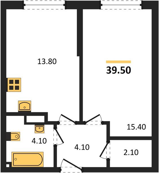 Фото №1: 1-комнатная квартира 39 м² - Краснодар, Догма Парк, мкр. Прикубанский внутригородской округ