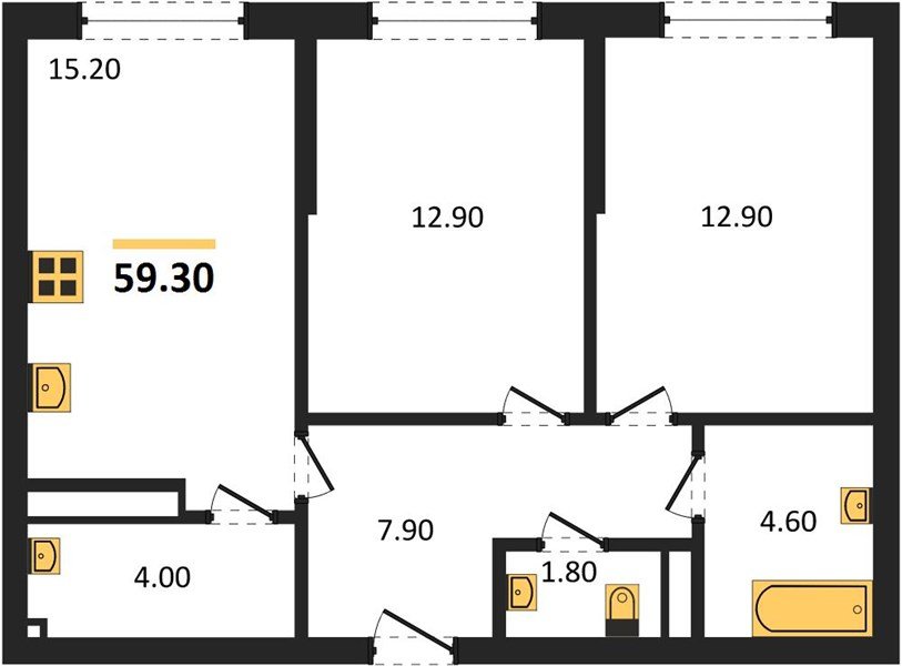Фото №1: 2-комнатная квартира 59 м² - Краснодар, Догма Парк, мкр. Прикубанский внутригородской округ