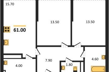 Фото №1: 2-комнатная квартира 61 м² - Краснодар, мкр. Прикубанский внутригородской округ, 