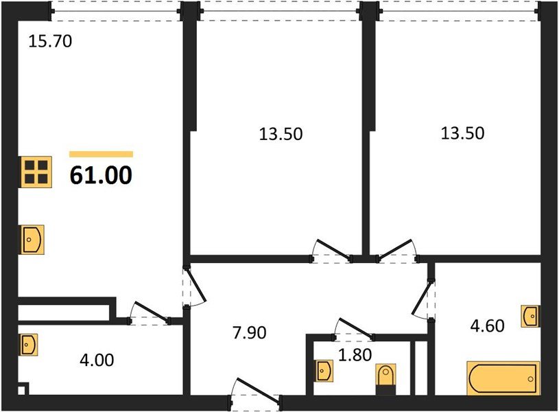 Фото №1: 2-комнатная квартира 61 м² - Краснодар, Догма Парк, мкр. Прикубанский внутригородской округ