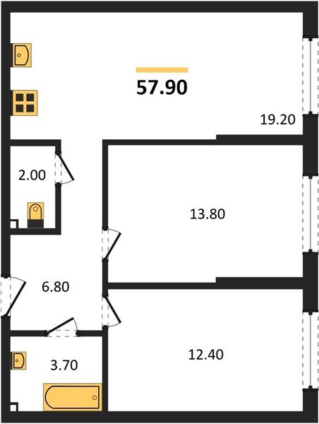 Фото №1: 2-комнатная квартира 57 м² - Краснодар, Догма Парк, мкр. Прикубанский внутригородской округ
