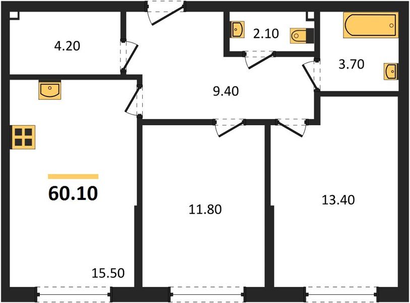 Фото №1: 2-комнатная квартира 60 м² - Краснодар, Догма Парк, мкр. Прикубанский внутригородской округ