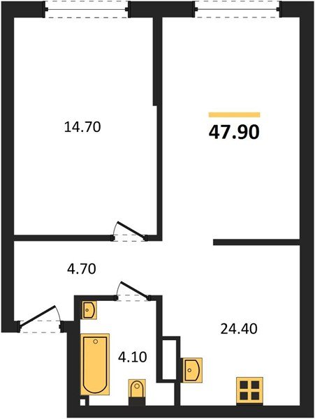 Фото №1: 1-комнатная квартира 47 м² - Краснодар, Догма Парк, мкр. Прикубанский внутригородской округ