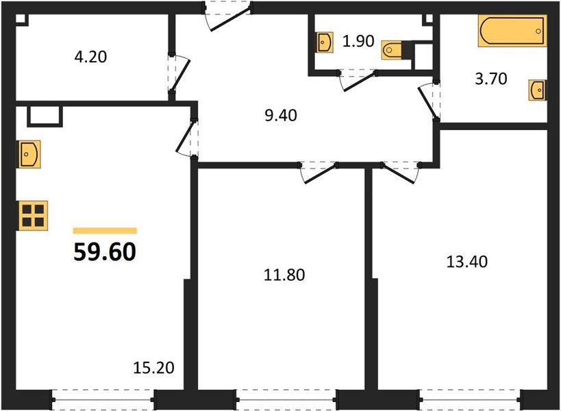 Фото №1: 2-комнатная квартира 59 м² - Краснодар, Догма Парк, мкр. Прикубанский внутригородской округ