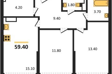 Фото №1: 2-комнатная квартира 59 м² - Краснодар, мкр. Прикубанский внутригородской округ, 
