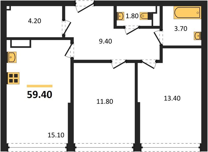 Фото №1: 2-комнатная квартира 59 м² - Краснодар, Догма Парк, мкр. Прикубанский внутригородской округ