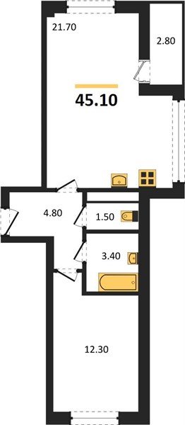Фото №1: 1-комнатная квартира 45 м² - Краснодар, жилой комплекс Нeo-квартал Красная Площадь, мкр. Прикубанский внутригородской округ, ул. Конгрессная, лит16