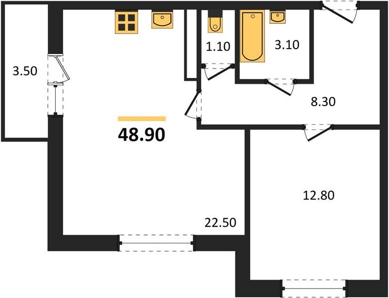 Фото №1: 1-комнатная квартира 48 м² - Краснодар, жилой комплекс Нeo-квартал Красная Площадь, мкр. Прикубанский внутригородской округ, ул. Конгрессная, лит16