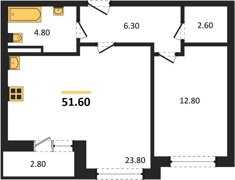 Фото №1: 1-комнатная квартира 51 м² - Краснодар, ЖК Красная Площадь, жилой комплекс Нeo-квартал Красная Площадь, мкр. Прикубанский внутригородской округ, ул. Конгрессная, лит16