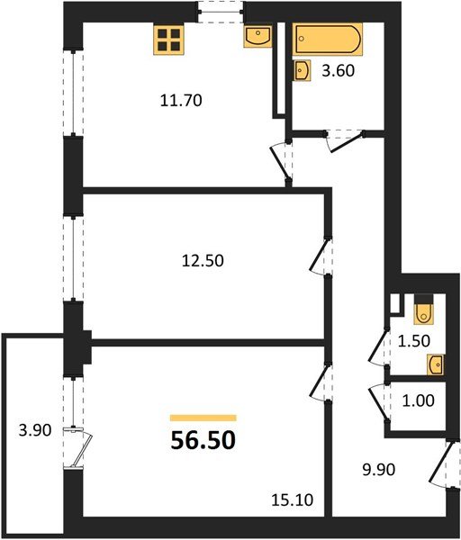 Фото №1: 2-комнатная квартира 57 м² - Краснодар, жилой комплекс Нeo-квартал Красная Площадь, мкр. Прикубанский внутригородской округ, ул. им. Мурата Ахеджака, 12к9