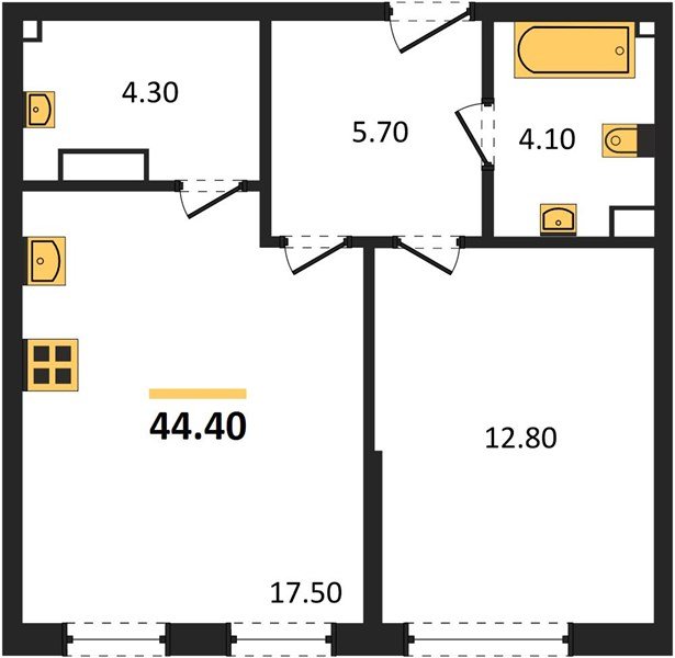 Фото №1: 1-комнатная квартира 44 м² - Краснодар, Прикубанский внутригородской округ, мкр. Догма Парк, ул. Анны Ахматовой, 22лит