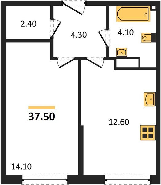 Фото №1: 1-комнатная квартира 37 м² - Краснодар, Прикубанский внутригородской округ, мкр. Догма Парк, ул. Анны Ахматовой, 22лит