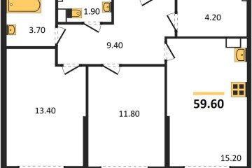 Фото №1: 2-комнатная квартира 59 м² - Краснодар, мкр. Догма Парк, ул. Анны Ахматовой, 22лит