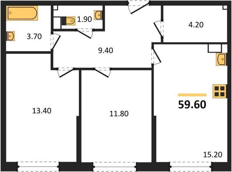 Фото №1: 2-комнатная квартира 59 м² - Краснодар, Прикубанский внутригородской округ, мкр. Догма Парк, ул. Анны Ахматовой, 22лит
