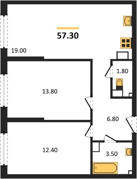 Фото №1: 2-комнатная квартира 57 м² - Краснодар, Прикубанский внутригородской округ, мкр. Догма Парк, ул. Анны Ахматовой, 22лит
