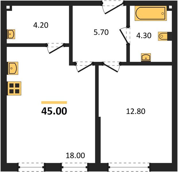 Фото №1: 1-комнатная квартира 45 м² - Краснодар, Прикубанский внутригородской округ, мкр. Догма Парк, ул. Анны Ахматовой, 22лит
