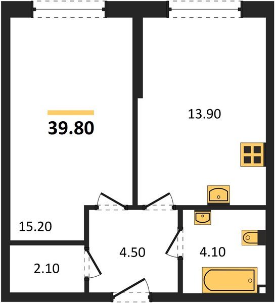 Фото №1: 1-комнатная квартира 39 м² - Краснодар, Прикубанский внутригородской округ, мкр. Догма Парк, ул. Анны Ахматовой, 22лит