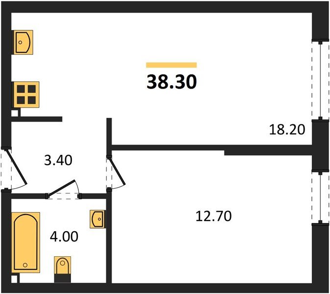 Фото №1: 1-комнатная квартира 38 м² - Краснодар, Прикубанский внутригородской округ, мкр. Догма Парк, ул. Анны Ахматовой, 22лит