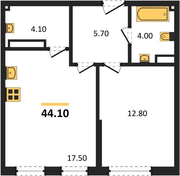 Фото №1: 1-комнатная квартира 44 м² - Краснодар, Прикубанский внутригородской округ, мкр. Догма Парк, ул. Анны Ахматовой, 22лит