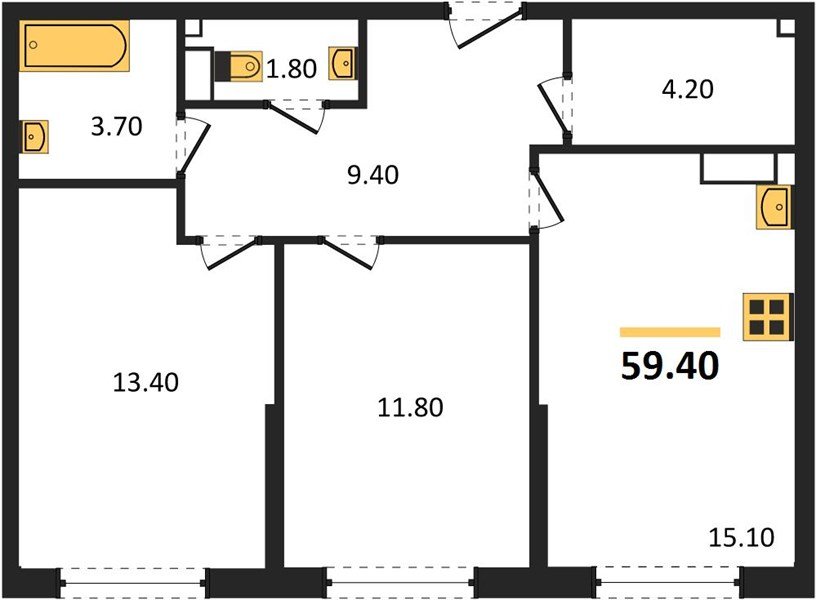 Фото №1: 2-комнатная квартира 59 м² - Краснодар, Прикубанский внутригородской округ, мкр. Догма Парк, ул. Анны Ахматовой, 22лит