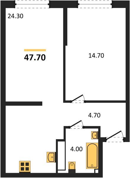 Фото №1: 1-комнатная квартира 47 м² - Краснодар, Прикубанский внутригородской округ, мкр. Догма Парк, ул. Анны Ахматовой, 22лит