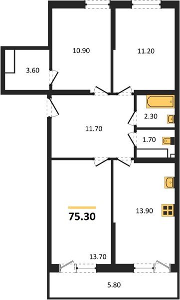 Фото №1: 3-комнатная квартира 75 м² - Краснодар, Прикубанский внутригородской округ, мкр. Догма Парк, ул. Анны Ахматовой, 22лит