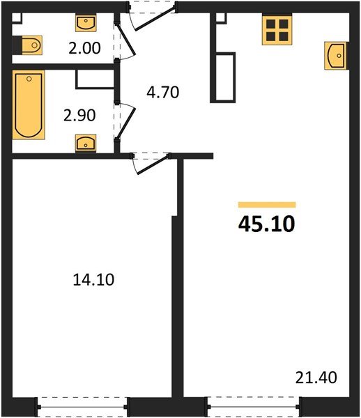 Фото №1: 1-комнатная квартира 45 м² - Краснодар, Прикубанский внутригородской округ, мкр. Догма Парк, ул. Анны Ахматовой, 22лит