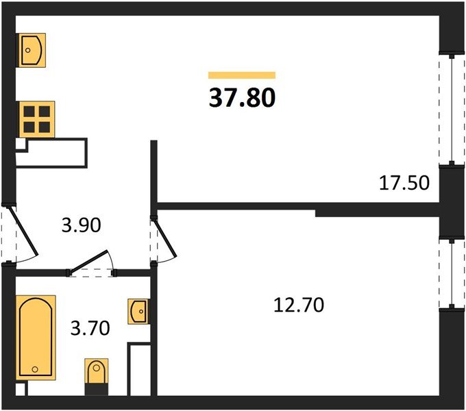 Фото №1: 1-комнатная квартира 37 м² - Краснодар, Прикубанский внутригородской округ, мкр. Догма Парк, ул. Анны Ахматовой, 22лит