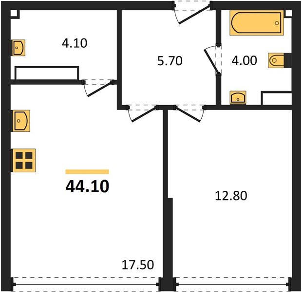 Фото №1: 1-комнатная квартира 44 м² - Краснодар, Прикубанский внутригородской округ, мкр. Догма Парк, ул. Анны Ахматовой, 22лит