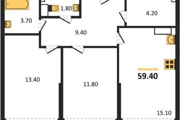 Фото №1: 2-комнатная квартира 59 м² - Краснодар, мкр. Догма Парк, ул. Анны Ахматовой, 22лит