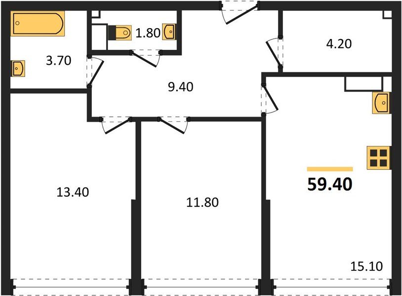 Фото №1: 2-комнатная квартира 59 м² - Краснодар, Прикубанский внутригородской округ, мкр. Догма Парк, ул. Анны Ахматовой, 22лит