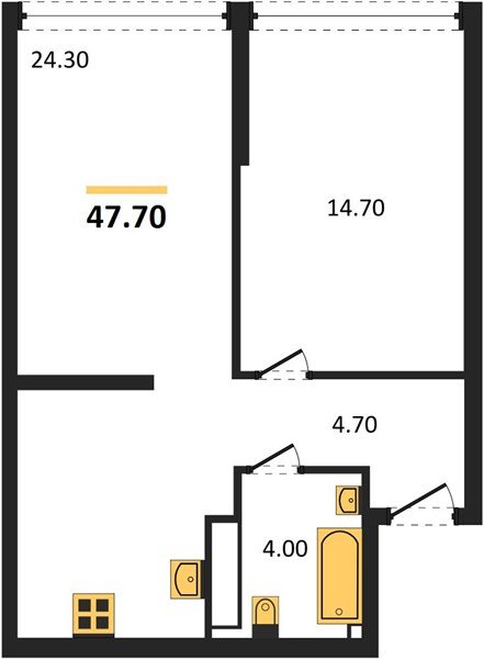 Фото №1: 1-комнатная квартира 47 м² - Краснодар, Прикубанский внутригородской округ, мкр. Догма Парк, ул. Анны Ахматовой, 22лит