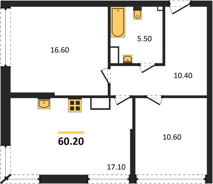 Фото №1: 2-комнатная квартира 60 м² - Краснодар, Прикубанский внутригородской округ, мкр. Догма Парк, ул. Анны Ахматовой, 22лит