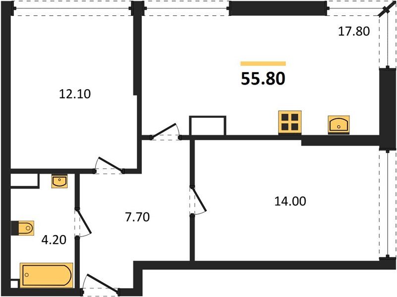 Фото №1: 2-комнатная квартира 55 м² - Краснодар, Прикубанский внутригородской округ, мкр. Догма Парк, ул. Анны Ахматовой, 22лит
