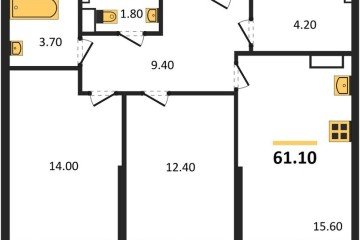 Фото №1: 2-комнатная квартира 61 м² - Краснодар, мкр. Догма Парк, ул. Анны Ахматовой, 22лит